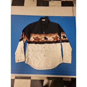 Cumberland Outfitters Western Shirt Mens Size S Cowboy Horse Print Rodeo Snap